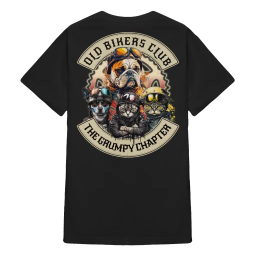 Old Bikers Club - The Grumpy Chapter - Back printed T Shirts, Sweats Tops and Hoodies